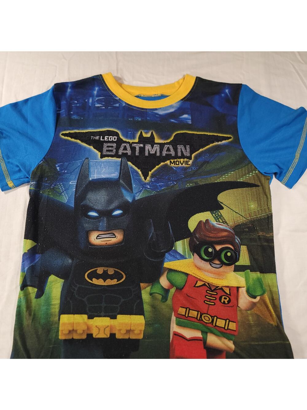 Lego Batman Graphic Long Sleeve Crew Neck T-Shirt Youth Boys Size S Blue